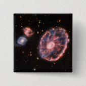 Badge Carré 5 Cm Cartwheel Galaxy, James Webb Télescope Spatial (Devant)
