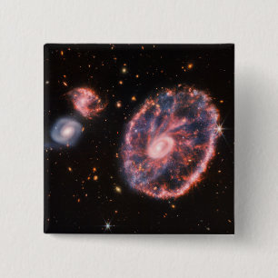 Badge Carré 5 Cm Cartwheel Galaxy JWST James Webb Télescope spatial