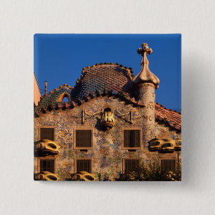 Badge Carré 5 Cm Casa Batilo, architecture de Gaudi, Barcelone,