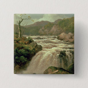 Badge Carré 5 Cm Cascade sur la rivière Neath, sud du pays de