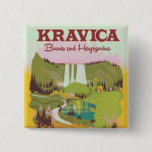 Badge Carré 5 Cm Cascades de Kravica Bosnie-Herzégovine (Devant)