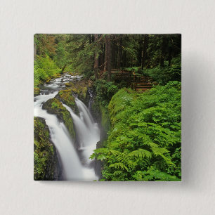 Badge Carré 5 Cm Cascades de Sol Duc dans le parc national Olympiqu