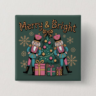 Badge Carré 5 Cm Casse-Noisette Coquette Léopard Joyeux Noël Lumine