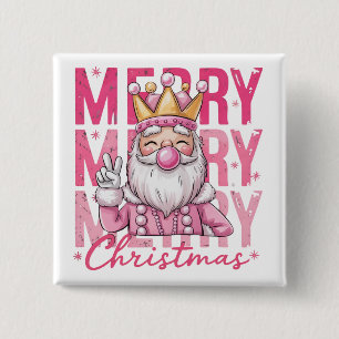 Badge Carré 5 Cm Casse-Noisette Joyeux Noël Soldat de Ballet Rose