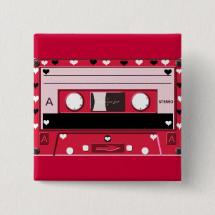 Badge Carré 5 Cm Cassette d'amour_