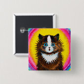 Badge Carré 5 Cm Cat à Rainbow, Louis Wain (Devant & derrière)