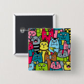 Badge Carré 5 Cm Cat et kitten (Devant & derrière)