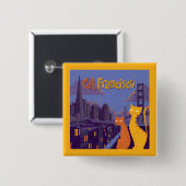 Badge Carré 5 Cm Cat Francisco (Devant & derrière)