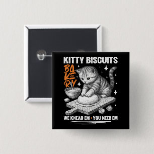 Badge Carré 5 Cm Cat Kneading Baker Kitty Biscuits On Knead Em You