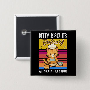 Badge Carré 5 Cm Cat Kneading Baker Kitty Biscuits On Knead Em You
