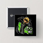 Badge Carré 5 Cm Cat Noir | Graphisme de découpe (Devant & derrière)