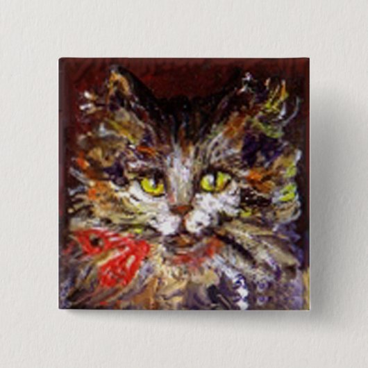 BADGE CARRÉ 5 CM CAT PORTRAIT (Devant)