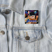 Badge Carré 5 Cm Cat VR dans l'espace (En situation)