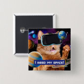 Badge Carré 5 Cm Cat VR dans l'espace (Devant & derrière)