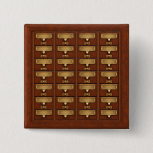 Badge Carré 5 Cm Catalogue de bibliothèque vintage Bibliothécaire A