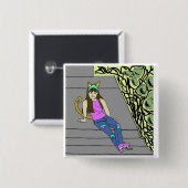 Badge Carré 5 Cm catgirl (Devant & derrière)