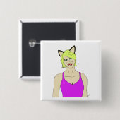 Badge Carré 5 Cm catgirl (Devant & derrière)