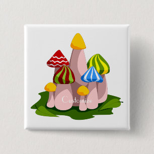 Badge Carré 5 Cm Cathédrale des champignons magiques Thunder_Cove