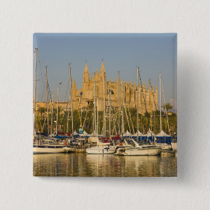Badge Carré 5 Cm Cathédrale et marina, Palma, Majorque, Espagne 2