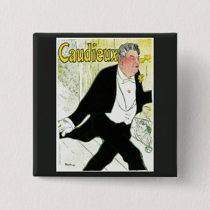 Badge Carré 5 Cm Caudieux de Toulouse Lautrec, Art Nouveau Vintage,