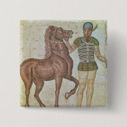 Badge Carré 5 Cm Cavalier de cheval dans des couleurs de emballage (Devant)