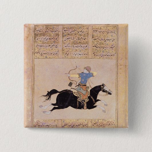 Badge Carré 5 Cm Cavalier dessinant le sien arc (Devant)