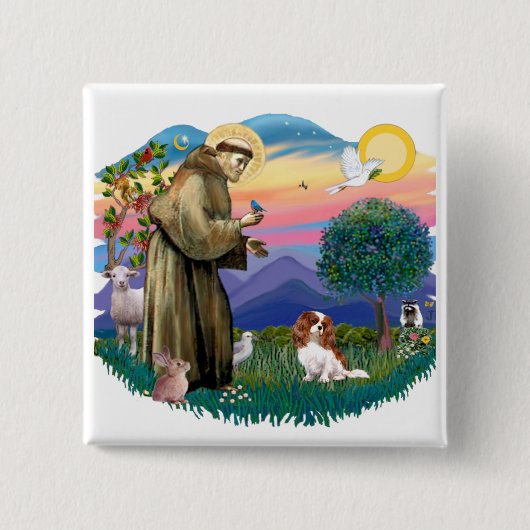 Badge Carré 5 Cm Cavalier King Charles Spaniel (Blenheim #2) (Devant)