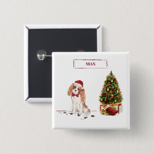 Badge Carré 5 Cm Cavalier King Charles Spaniel Noël Chien Drôle