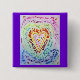 Badge Carré 5 Cm Ce que le cancer ne peut pas faire Poem Pins ou Bo