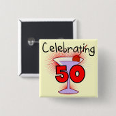 Badge Carré 5 Cm Célébration de 50 T-shirts et cadeaux (Devant & derrière)