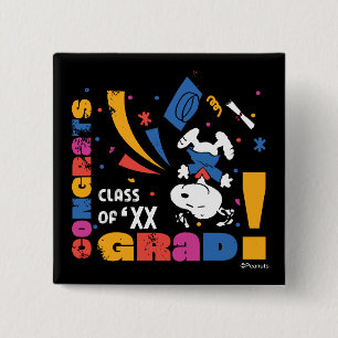 Badge Carré 5 Cm Célébration diplômé Peanuts Snoopy Félicitations g
