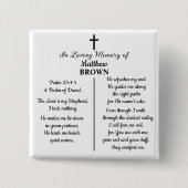 Badge Carré 5 Cm Celebration Of Life Bible Verse Funeral Keepsake (Devant)