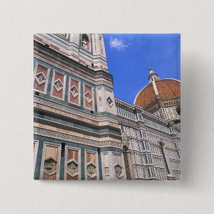Badge Carré 5 Cm Célèbre église de Doumo de près à Florence, Italie