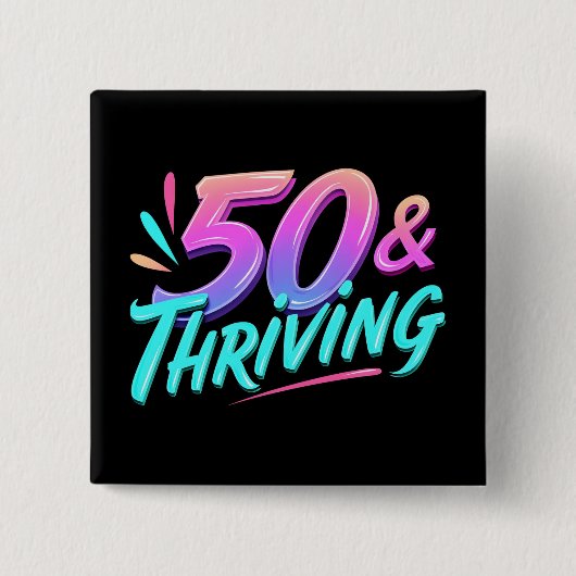 Badge Carré 5 Cm Célébrer 50e anniversaire et prospérer (Devant)