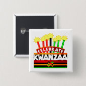 Badge Carré 5 Cm Célébrer Kwanzaa (Devant & derrière)