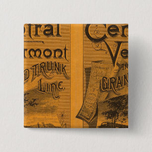 Badge Carré 5 Cm Central Vermont, Grand Trunk Line