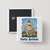 Badge Carré 5 Cm Centre de la fête du lapin (Devant & derrière)