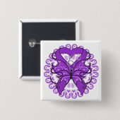 Badge Carré 5 Cm Cercle papillon du cancer du GIST des rubans (Devant & derrière)