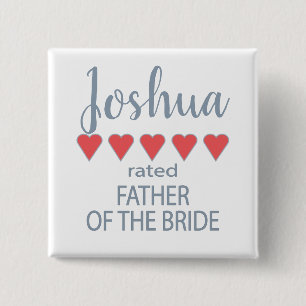Badge Carré 5 Cm Cérémonie de mariage 5 cœurs père de la mariée