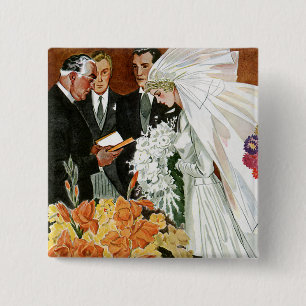 Badge Carré 5 Cm Cérémonie de mariage vintage, Mariée Groom Nouveau