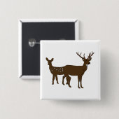 Badge Carré 5 Cm Cerf (Devant & derrière)