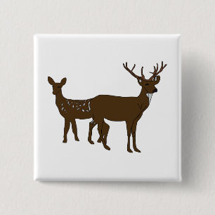 Badge Carré 5 Cm Cerf