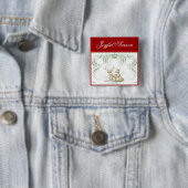 Badge Carré 5 Cm Cerf de Noël (En situation)