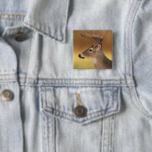 Badge Carré 5 Cm Cerf de Virginie, Odocoileus virginianus, (En situation)