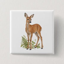 Cerf élégant avec fougères et feuilles vertes