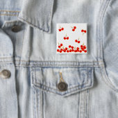 Badge Carré 5 Cm Cerise rouge tombée (En situation)