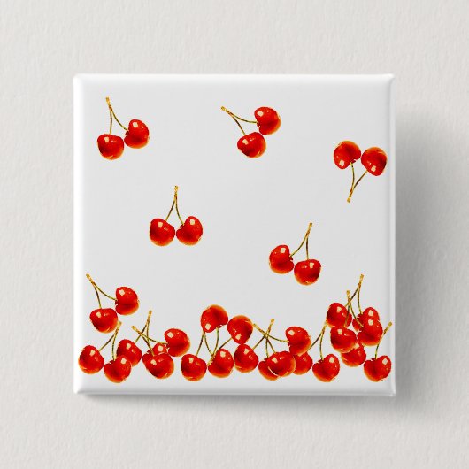 Badge Carré 5 Cm Cerise rouge tombée (Devant)