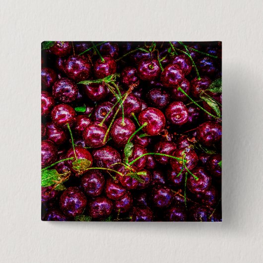 Badge Carré 5 Cm Cerises (Devant)