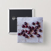 Badge Carré 5 Cm Cerises (Devant & derrière)