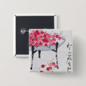 Badge Carré 5 Cm Cerises (Devant & derrière)